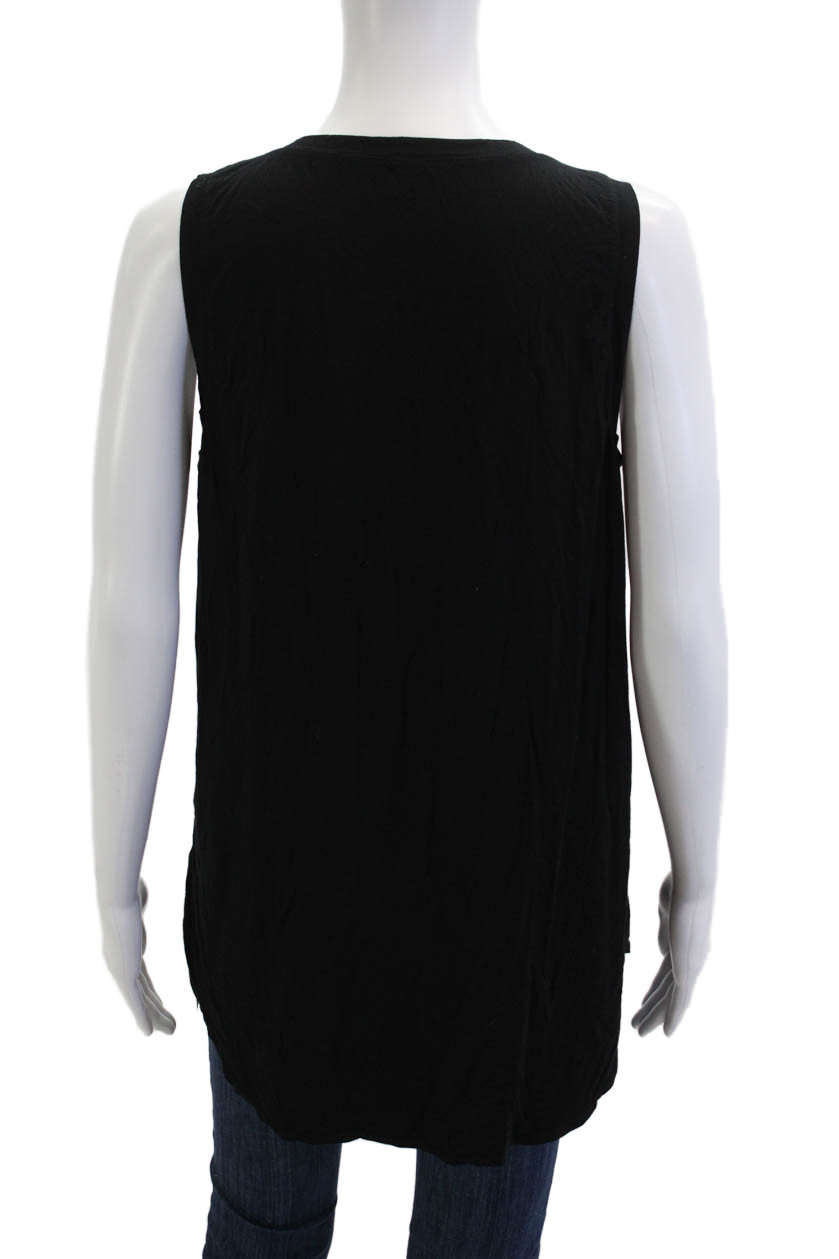 Three Dots Womens Basic Tunic Tank Black Round Ne… - image 3