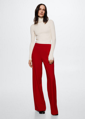 NWT MANGO MNG RED WIDE LEG SUIT PANTS SZ 40 US 8