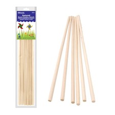 BAZIC Wooden Dowel Rods Wood Sticks, 3/8" x 12" Round Natural Color Hardwood