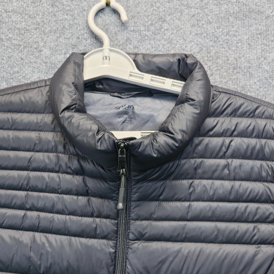 Solaris Puffer Vest Mens 2XT Black Natural Down Nylon Quilted Zip Pockets - Image 3 of 4