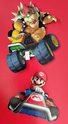 RARE Nintendo Mario Kart, Bowser 15x15,11x12'' laminated cardboard figures, used