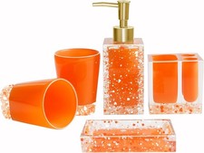 5-Piece Resin Bathroom Accessory Set W/ Soap Dish Dispenser Toothbrush Holder 