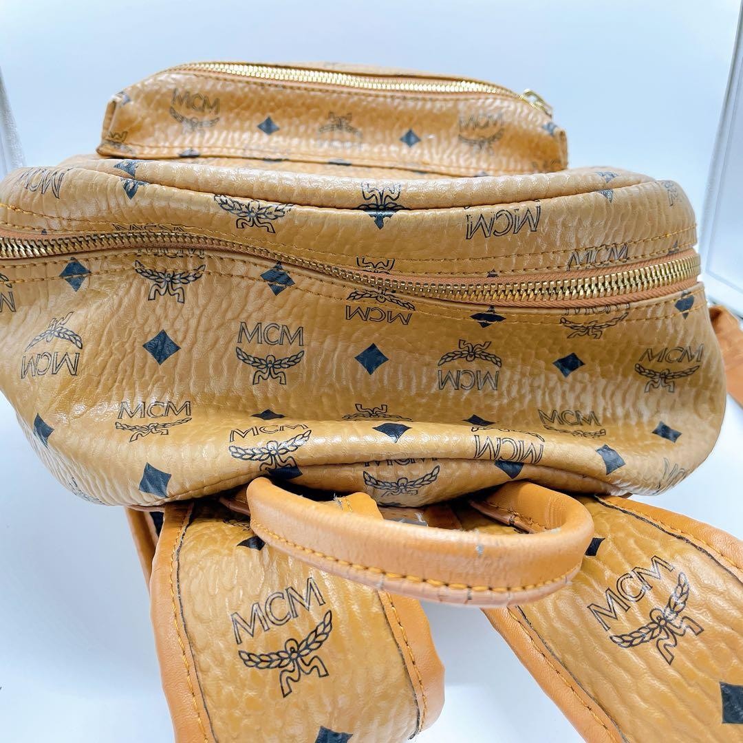 Mcm backpack camel logo all over pattern studs - image 6