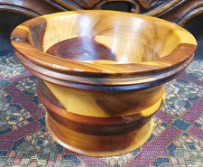 Handmade marquetry wooden bowl 3"T x 5"W collectable wood signed