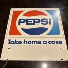 Vintage Pepsi “Take Home a Case” Double Sided Metal Sign 17” X 16”