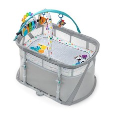 BABY EINSTEIN KICK  SNOOZE 3-IN-1 FOLDABLE PLAYARD BASSINET PIANO TOY - GRAY