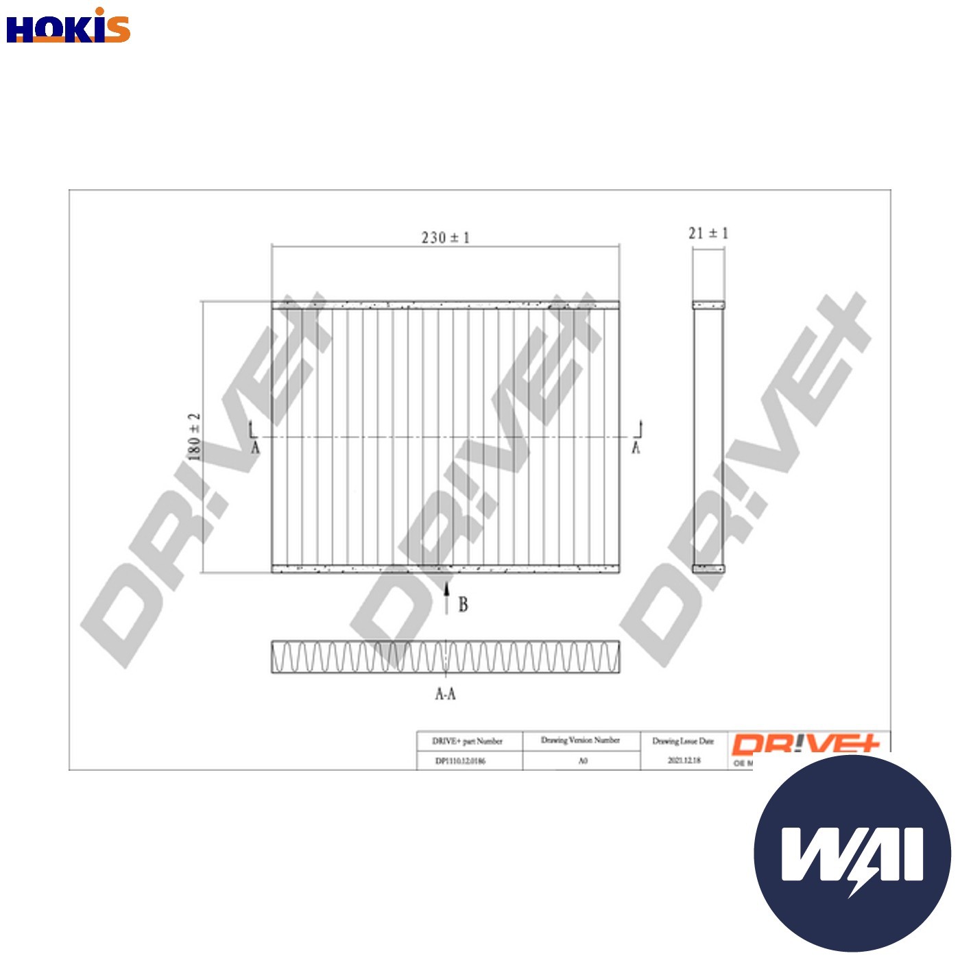 FILTER CABIN AIR DP1110.12.0186 FOR FIAT BRAVO/II STILO/VAN/Multi/Wagon 1.7L