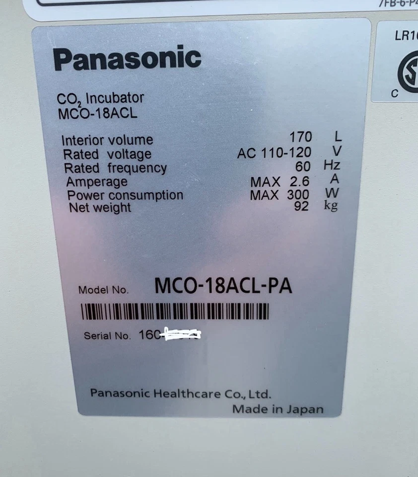 Incubadora de CO2 Panasonic, MCO-18ACL, laboratorio Foto 2 de 4