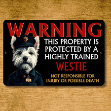 Westie Security Sign Warning guard dog west highland terrier funny metal tin art