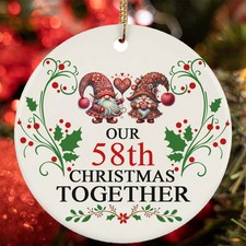 58th Christmas Together Ornament Cute Gnome Couple Love 58 Year Anniversary Gift