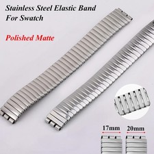 Men Women Retractable Watch Strap For Swatch 17mm Stainless Steel Elastic Bangle