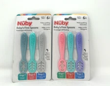 (2 pack) NUBY Baby's First Spoon (Multi-Colored), (6 Total Spoons)