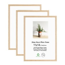 LYYYXGYP 11x14 Picture Frame Set of 3, Natural Solid Oak Wood Beige Wooden Po...