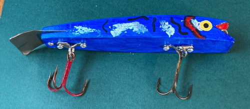 MUSKIE FISHING LURE BAIT 7 1/2" NO LIP GREK BAIT EARLY PROTO-TYPE "WOOD KNOCKER"