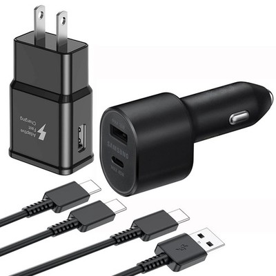 For Samsung Galaxy S23 S22 S21 S20 Note20 Fast Car Wall Charger 4FT Type-C Cable