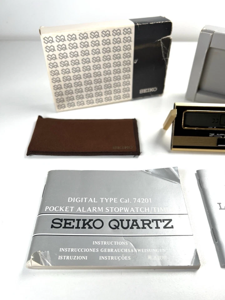 Seiko Digital Quartz Pocket Alarm da Viaggio Timer Japan With Box 74201 - Raro! - Immagine 4 di 4