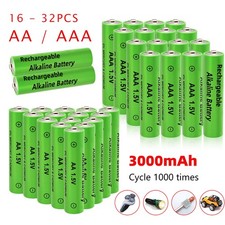 16PCS 1.5V Rechargeable Batteries 3000mAh AA AAA Alkaline Battery for Flashlight