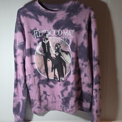 Fleetwood Mac Pullover Sweatshirt Tie Dye Graphic Print Purple Black S Men's