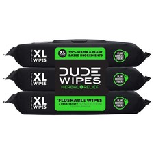 DUDE Wipes Flushable Wipes 3 Pack 144 XL Wipes Herbal Relief