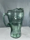 Vintage Coca Cola Coke Green Glass Pitcher 10.5" High