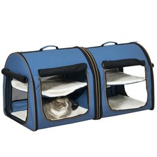 PawHut Portable Double Cat Pet Carrier Kennel Bag Oxford Travel Car Seat- NEW 
