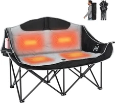 SUNYRISY Heated Double Camping Chair 2 Person Heavy Duty Chairs Support 1000LBS