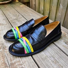 JW Anderson Elastic Leather Penny Loafers Black Size 11 Made In Italy $775
