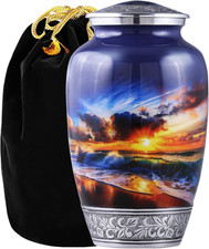 Handmade Beach Engraved Cremation Urn for Ashes with Velvet Bag - 200ci