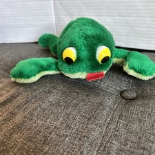 Vintage Russ Berrie Fleegle Frog 149 Green Stuffed Plush Toy Tongue Out Korea