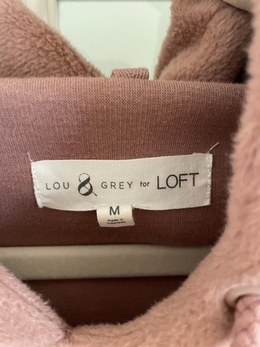 Lou & Grey Loft Womens Size M Medium Pink Fleece Hoodie Soft Knit EUC - Picture 7 of 11