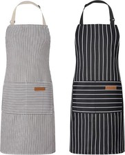 2 Pack Kitchen Apron for Women - Adjustable Cooking Apron with Pockets, Unisex C