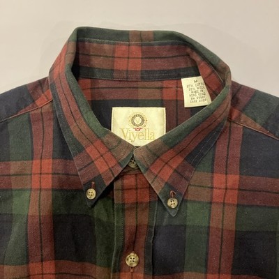 VTG Viyella Flannel Shirt Cotton Wool Blend Long Sleeve Plaid Medium Flaw