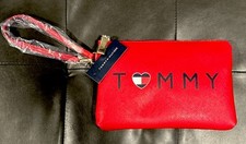 TOMMY HILFIGER TH LOGO WRISTLET ZIPPER CLUTCH WALLET 9  X 6  NEW RARE 