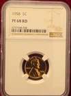 1958 Lincoln Wheat Small Cent NGC PF 68 RD Proof Bronze Philadelphia