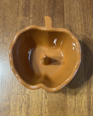 World Market Apple Shaped Spice Baker Dish Dish Glazed Brown Two-Tone