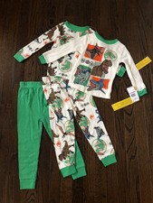 Jurassic World Boys 4T 4-Piece Green Cotton Long-Sleeves/Pants Pajama Set - NWT 