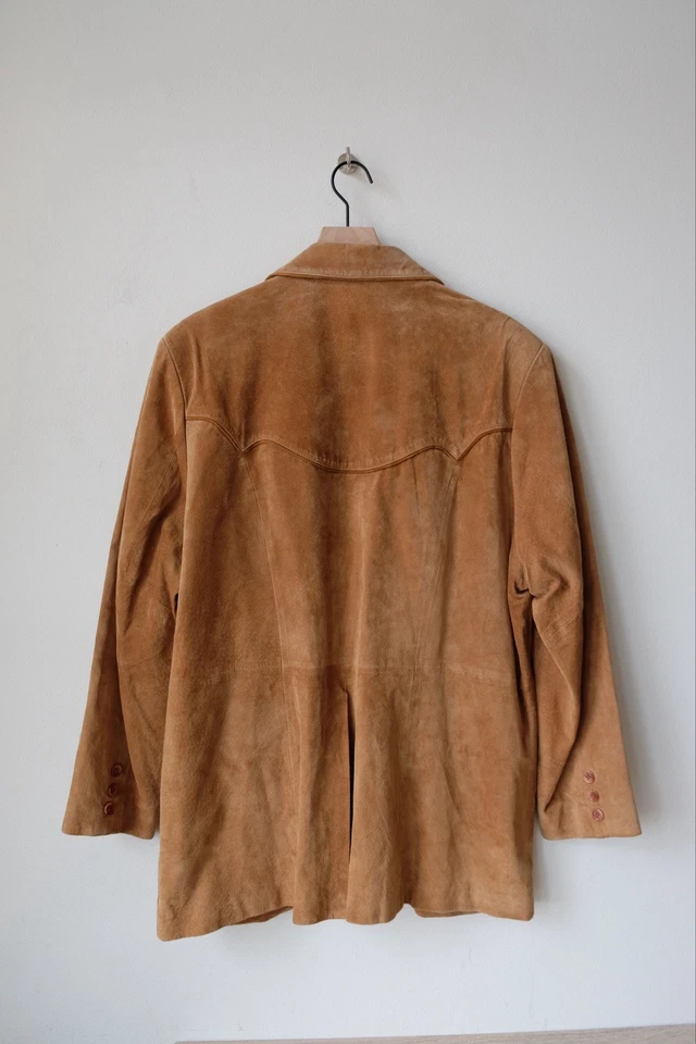 Blazer Scully Western Chaqueta Dos Botones Cuero Marrón Gamuza Talla 44 - Raro Foto 3 de 4