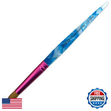 PANA Pure Kolinsky Hair Acrylic Nail Brush Round Pink Ferrule White Swirl Size 1