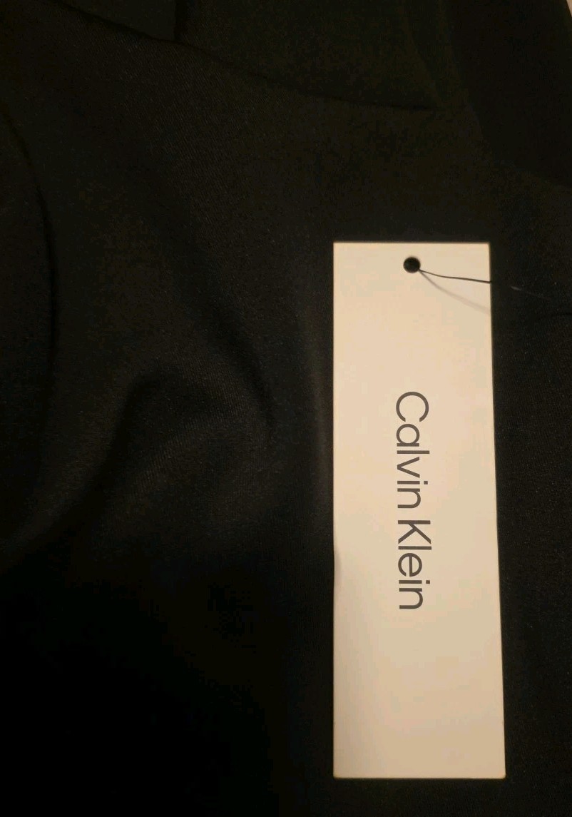 Calvin Klein Sleeveles Cutout Crossover Neckline  Black Crepe Sheath Size-8 thumbnail 5