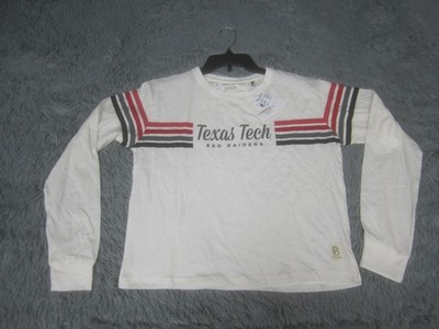 Texas Tech Shirt Womens Medium NWT White Sandra Long Sleeve Cropped Top Tee
