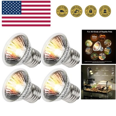 4-Pack 50W UVA Bulbs, Fit E26 Heat Reptile Lamp, Light Turtle Heat Lamp for R...
