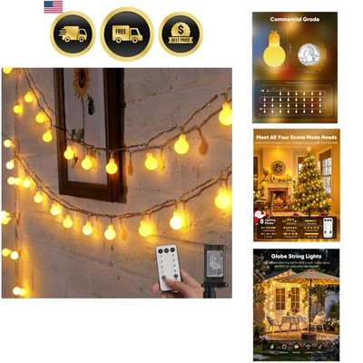 Globe String Lights, 33 Feet 100 Led Fairy Lights Plug in, 8 Modes with Remot...