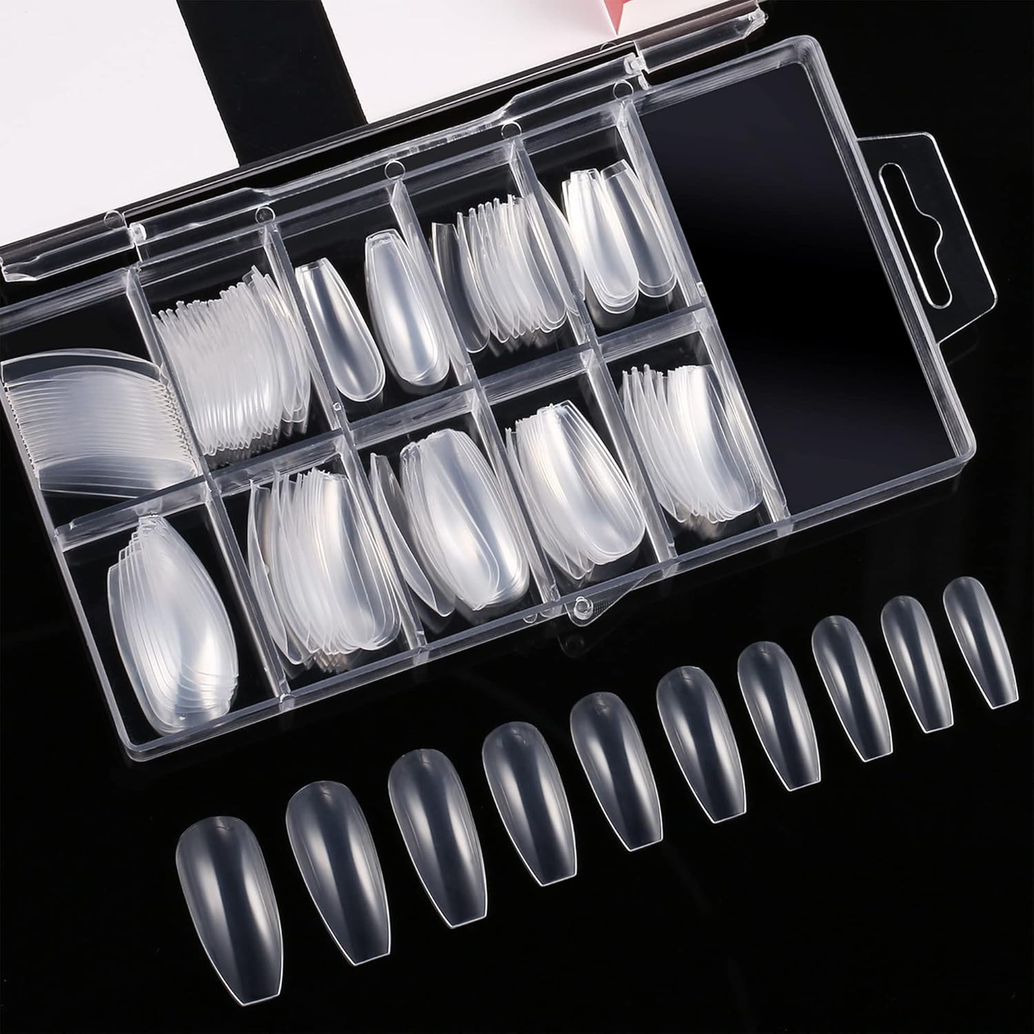 120 Pieces Acrylic Nail Tips Fake Coffin Nail Full Cover Ballerina Shape Nails