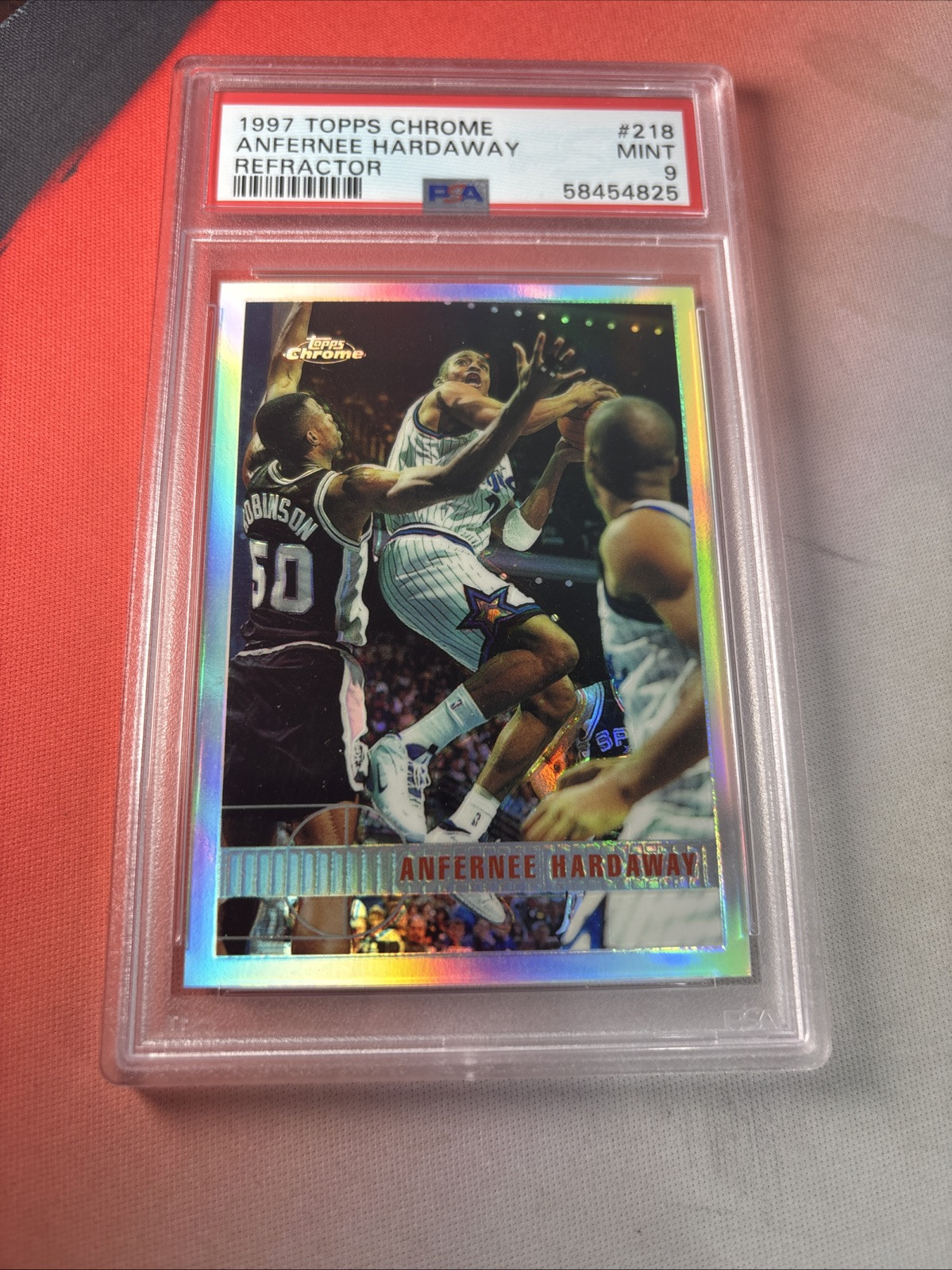 1997 Topps Chrome Refractor Anfernee Hardaway PSA 9 Magic #218