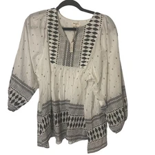 World Market NWT Women's Size S/M White Boho Indian Cotton Blouse