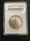 1941 Walking Liberty Half Dollar 50c Coin ANACS MS 61