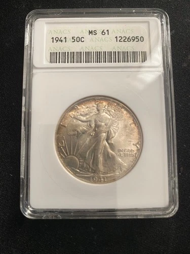 1941 Walking Liberty Half Dollar 50c Coin ANACS MS 61