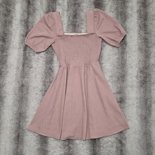 Nine West Dusty Rose Pink Puff Sleeve Casual Summer Babydoll Dress Medium