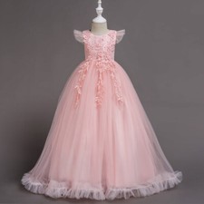 Flower Kids Girls Princess Long Dress Pageant Prom Formal Girls Gown Birthday