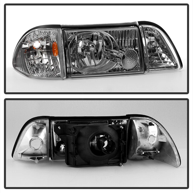 6PCS 1987-1993 Ford Mustang Factory Style Headlights Replacement Left+Right Pair - Image 2 of 4